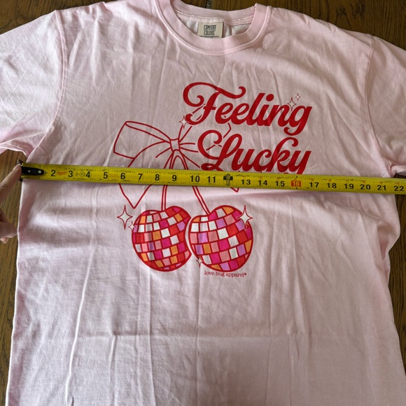 LOVE BUG APPAREL Feeling Lucky shirt cherries Pink Boutique Tee Shirt - Picture 3 of 5
